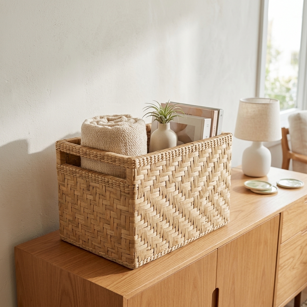 Cesto Caixote Organizador em Taboa Natural 45x30x30 Cm