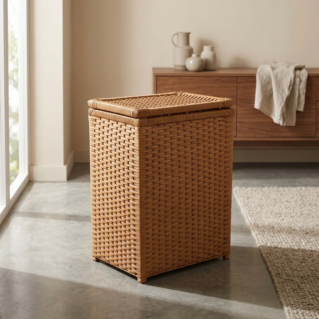 Cesto de Roupa Fibra Sintética 40x25x60 Cm em ambiente
