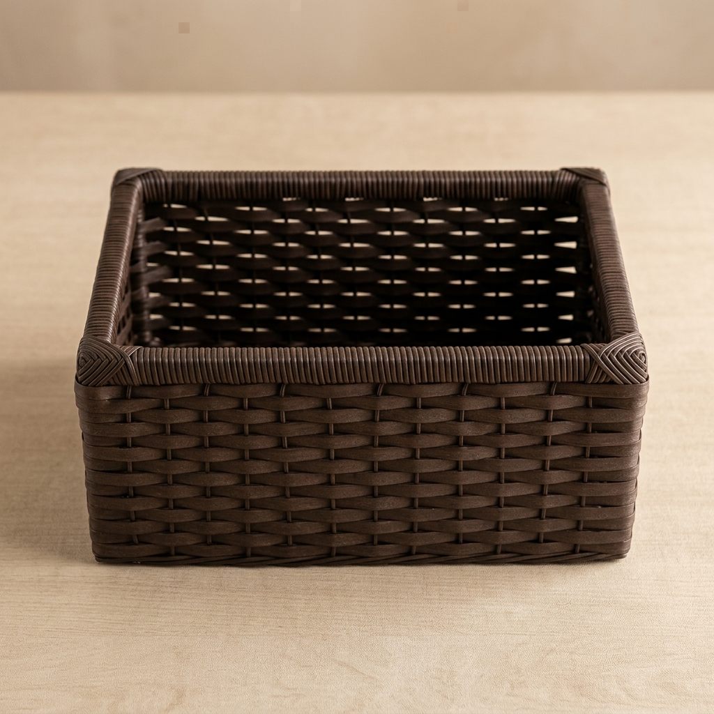 Cesto Organizador Vime Sintético Argila 30x25x15 Cm em ambiente