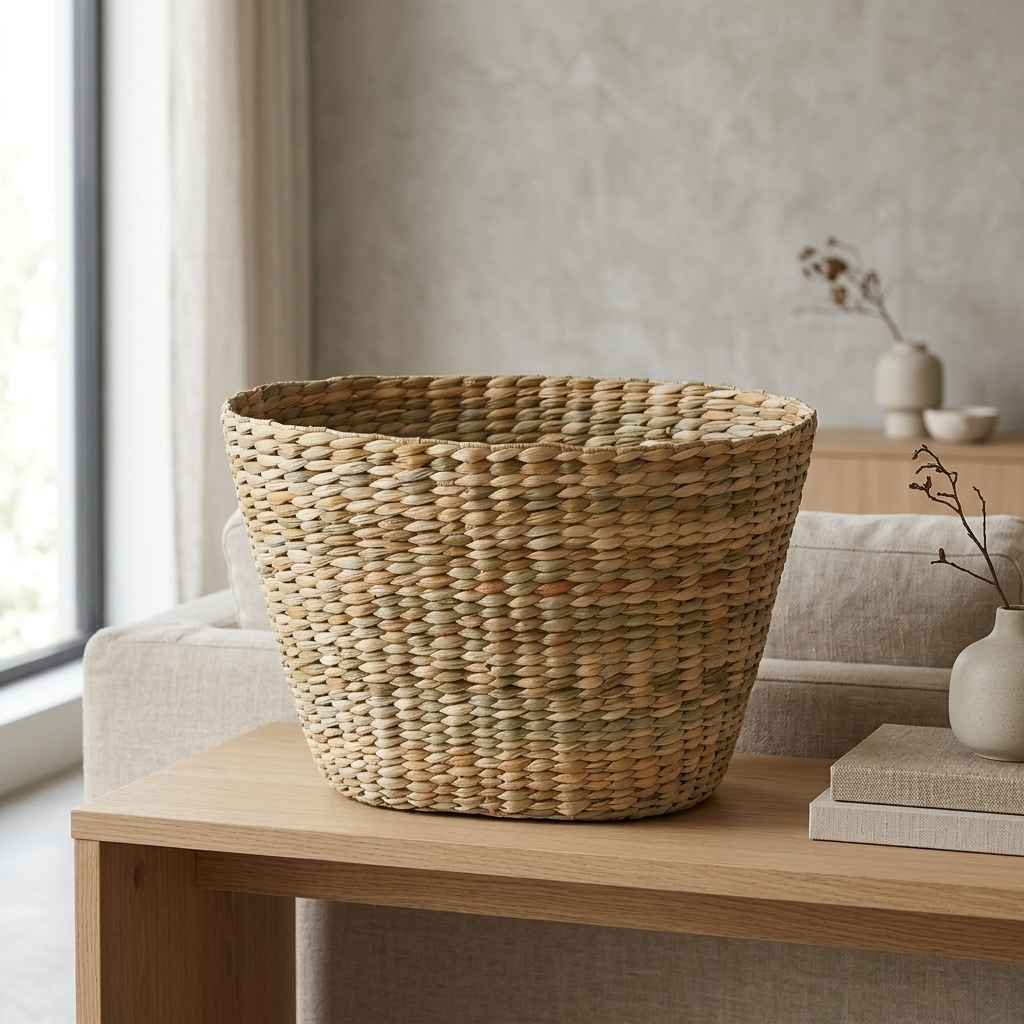 Cesto Natural em Taboa Tramada 40x25x33 Cm em ambiente