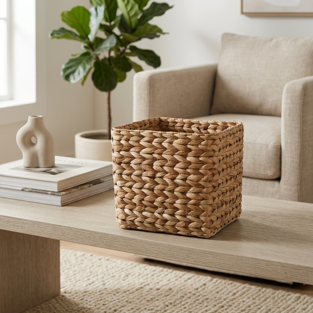 Cesto Cachepot Natural em Taboa 25x25x21 Cm em ambiente