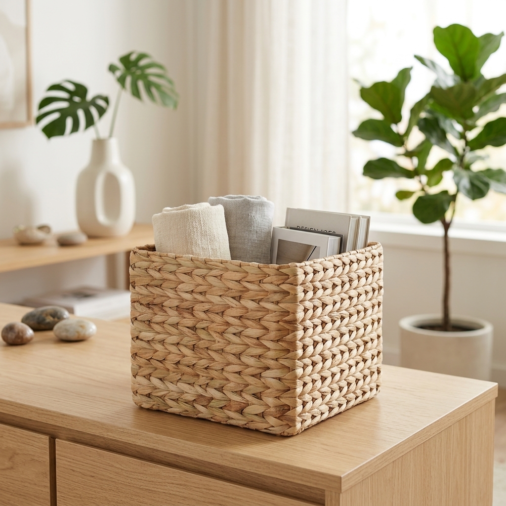 Cesto Cachepot Natural em Taboa 25x25x21 Cm