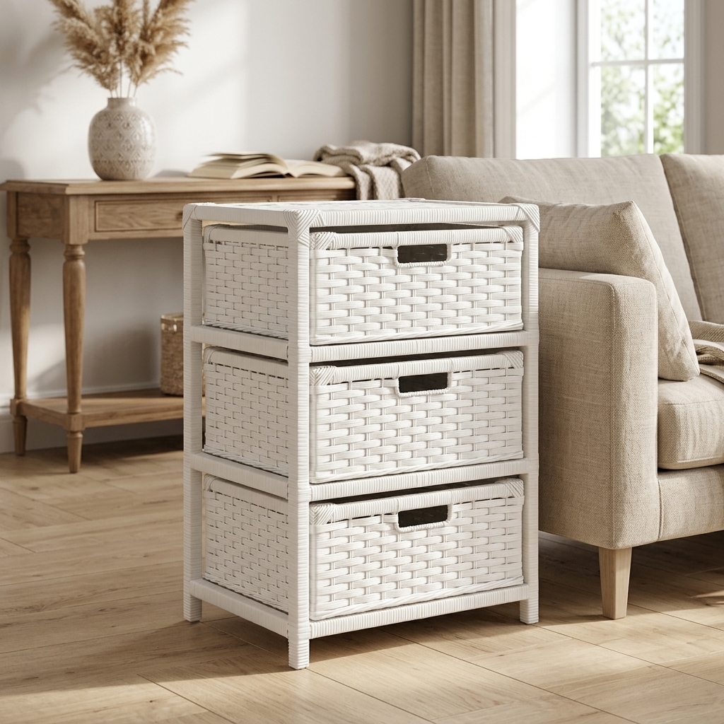 Gaveteiro 3 Gavetas Branco Fibra Sintética 44x32x65 Cm em ambiente