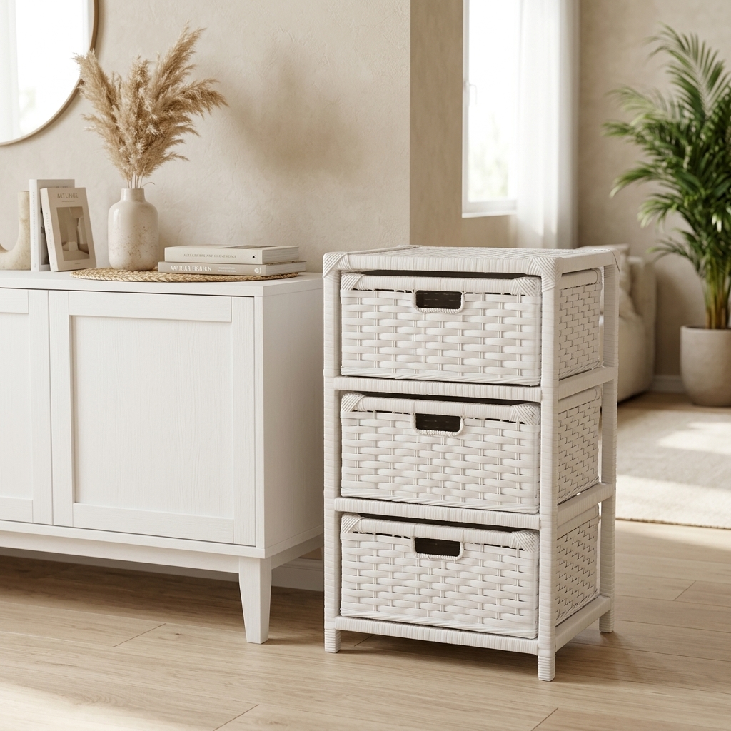 Gaveteiro 3 Gavetas Branco Fibra Sintética 30x30x57 Cm em ambiente