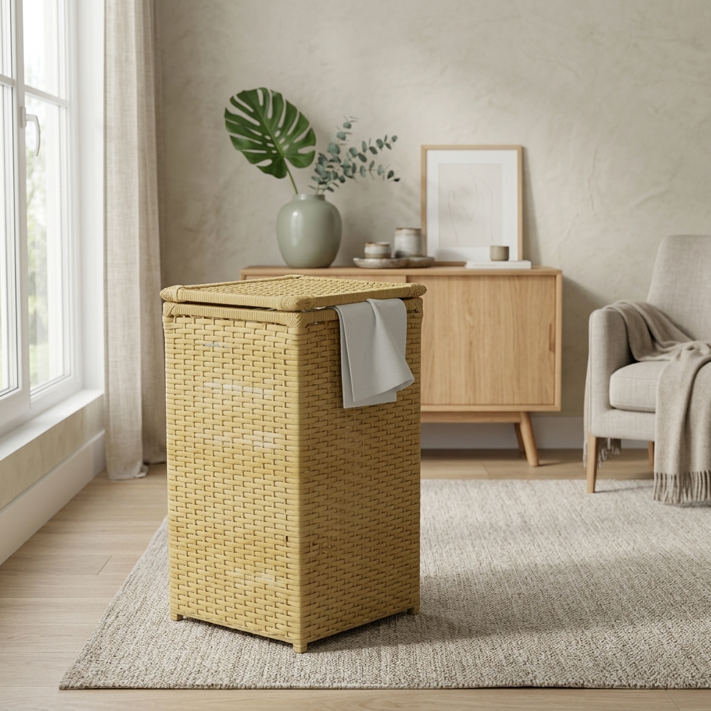 Cesto de Roupa Sintético Bananeira 30x30x60 Cm em ambiente