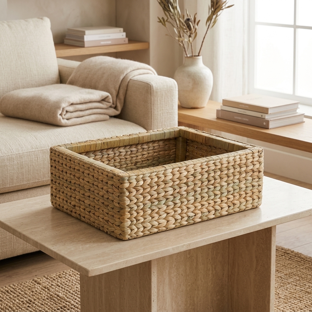 Cesto Organizador Taboa Natural 42x35x15 Cm em ambiente