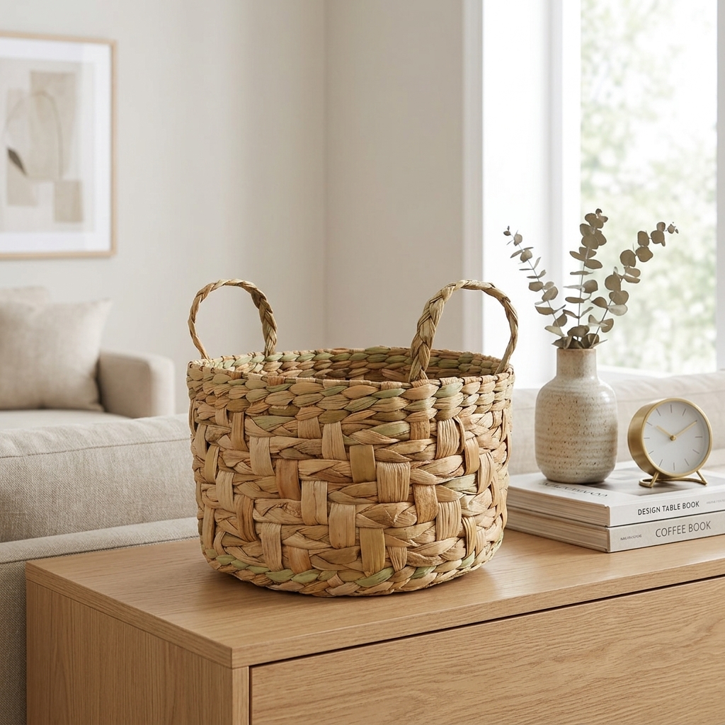 Cesto Cachepot Fruteira de Taboa Natural 30x30x17 em ambiente