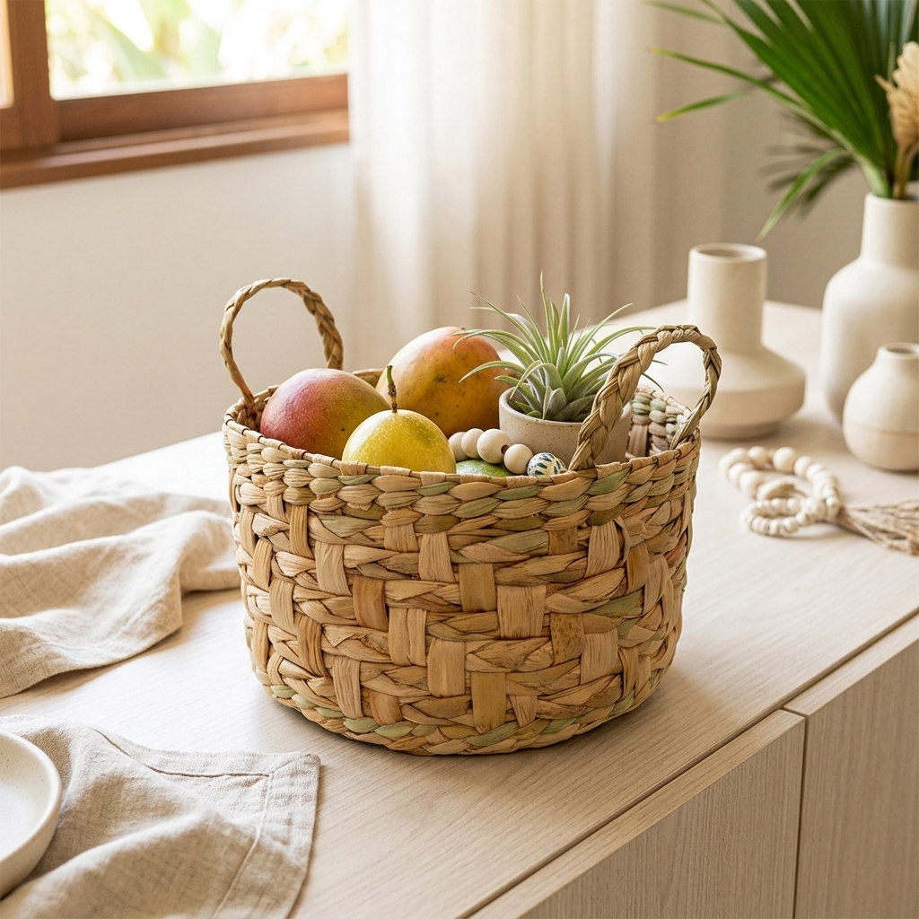 Cesto Cachepot Fruteira de Taboa Natural 30x30x17