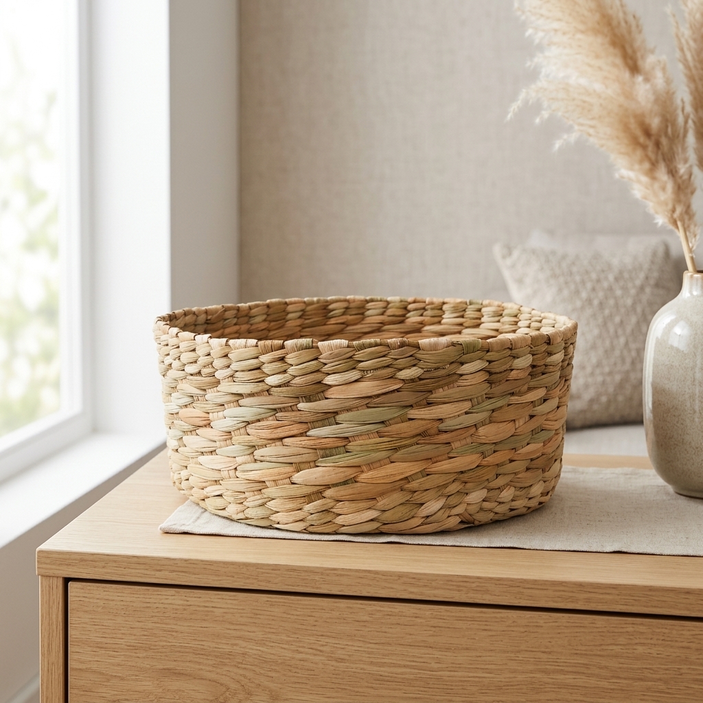 Cesto Organizador Cachepot Pãozeira de Taboa Natural 26x26x10 em ambiente