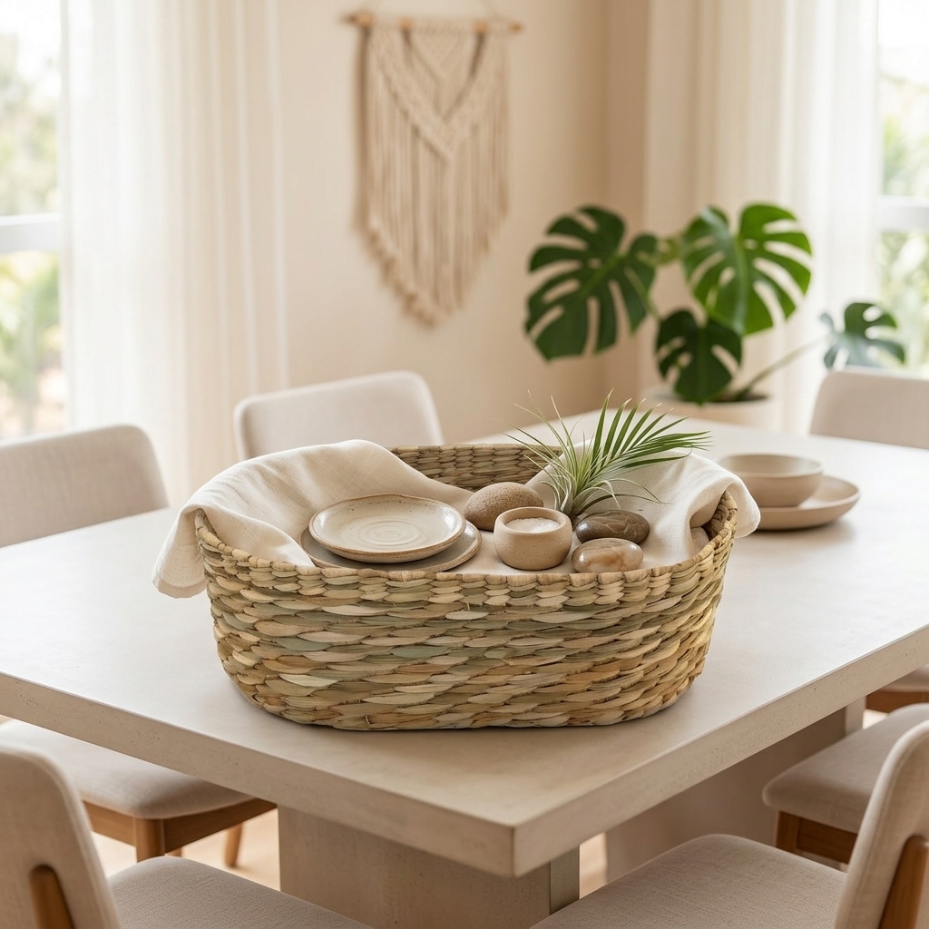 Cesta Organizadora Oval em Taboa Natural 32x20x11