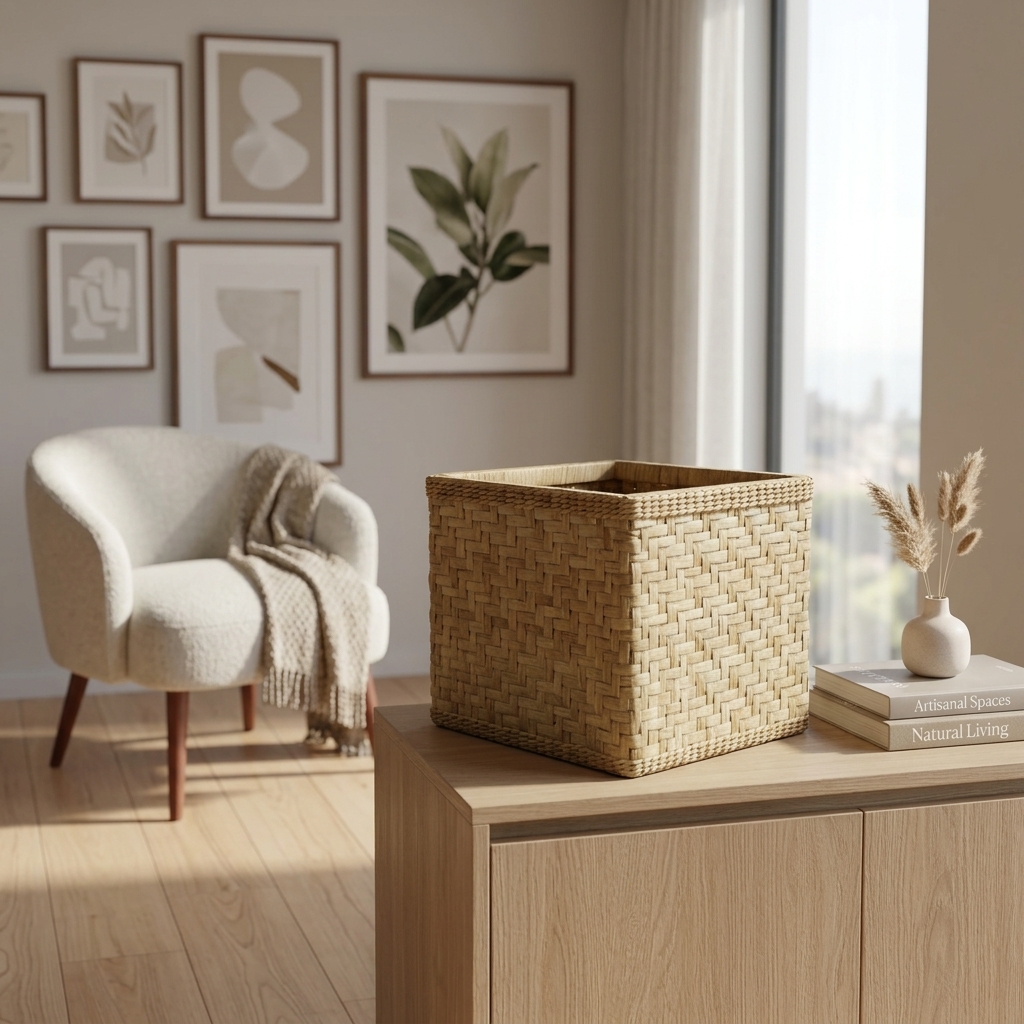 Cesto Organizador Taboa Natural 40x40x30 em ambiente