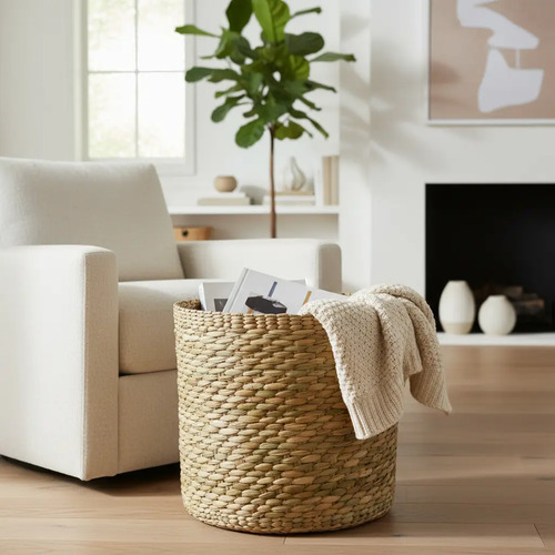 Cesto Redondo Cachepot Natural 35x38 em ambiente
