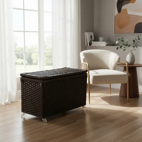 Baú Vime Sintético Argila 65x35x35 Rodizios