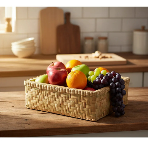 Cesto Organizador Taboa Natural 50x30x15 Cm em ambiente