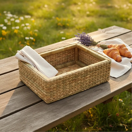 Bandeja Cesto de Taboa Tramada Natural 40x30x10 cm