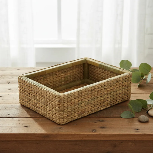Bandeja Cesto de Taboa Tramada Natural 40x30x10 cm em ambiente