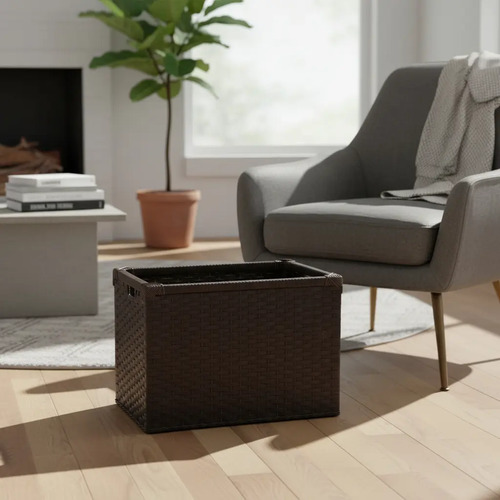Caixote Multiuso Vime Sintético Argila 60x40x20 Cm em ambiente