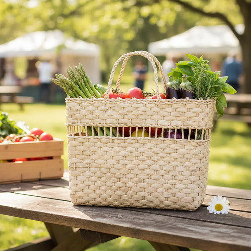 Bolsa Sacola Em Palha de Milho Natural 42x13x32
