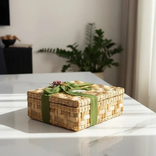 Caixa Multiuso em Taboa Tramada Natural 35x25x15